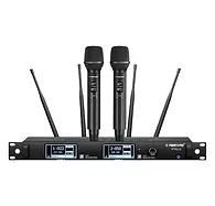 PTAU-2_-_Black_-_Professional_Dual-Channel_Wireless_Microphone_System_-_Front_View_-_Pheny