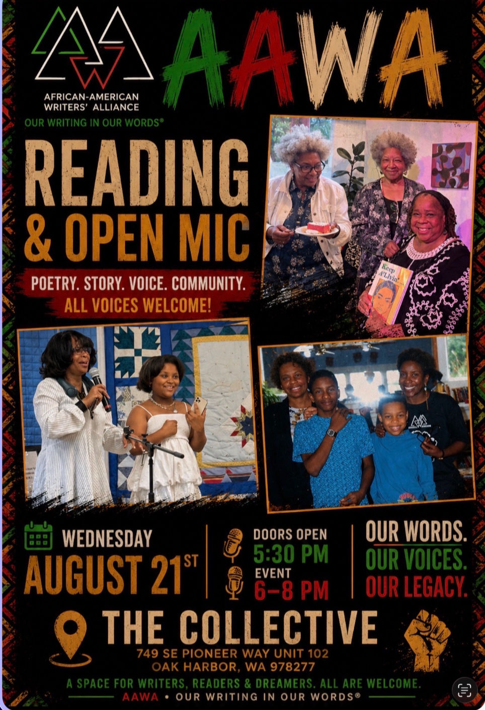 AAWA Reading and Open Mic at the Collective on Whidbey