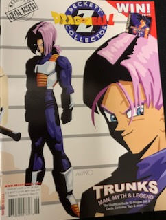 a boy with pink hair and blue white clothing