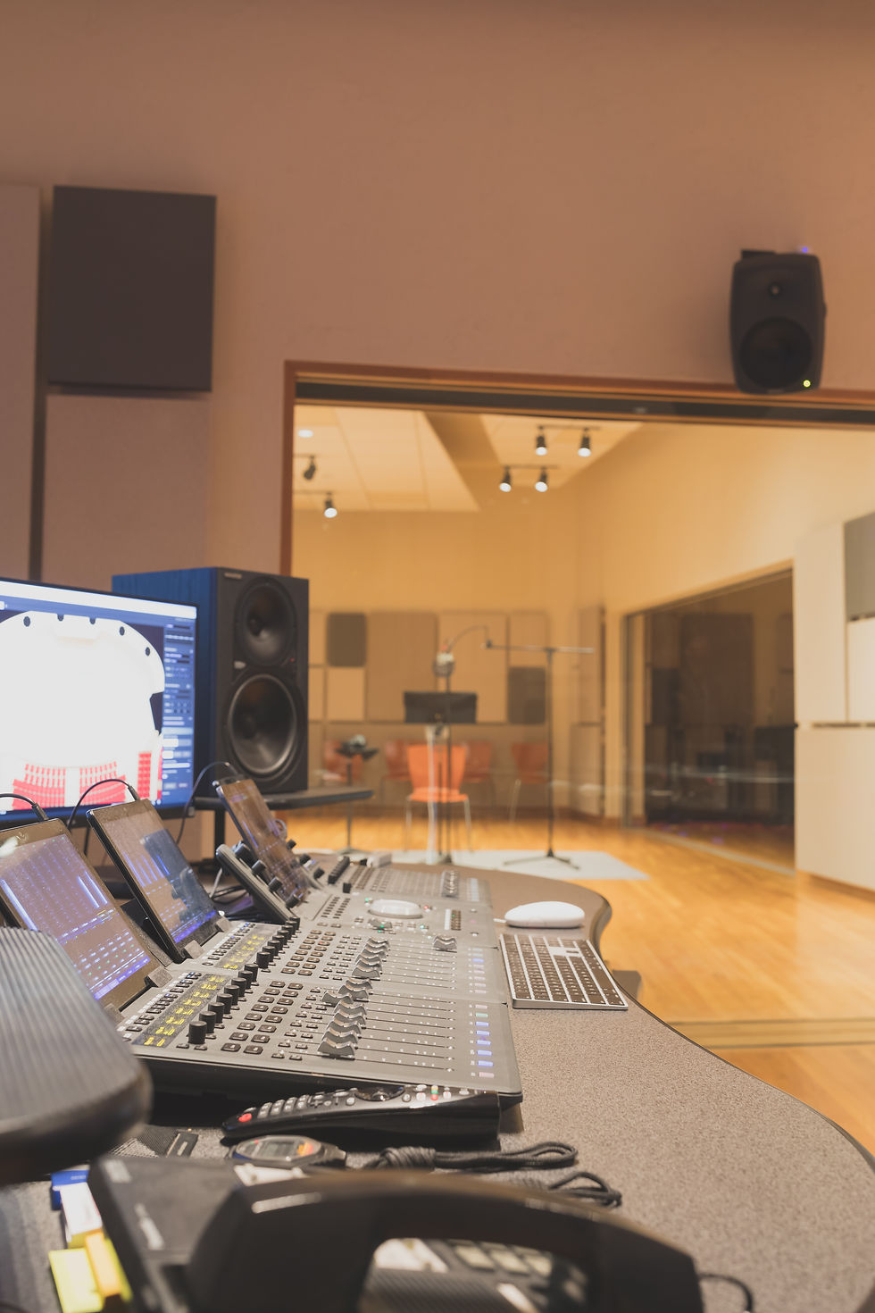 CakeMix Recording Studio | Studio A Tracking Room View from Control Room Captain's Chair