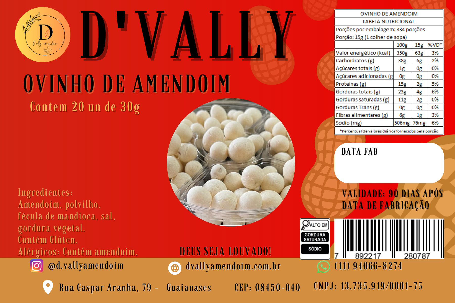 Pacote de Ovinho de amendoim (Bolinha branca)