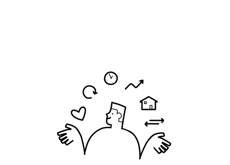 Vector image of a person juggling life