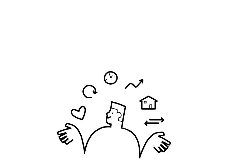 Vector image of a person juggling life