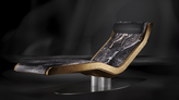 Front view of Caesar heated marble lounger by Fabio Alemanno, emphasising elegance and ergonomic comfort.