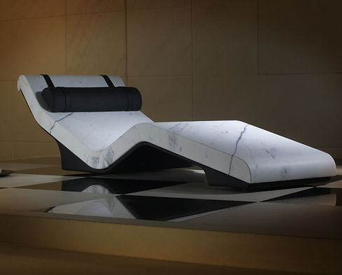 Cleopatra Basico Blanche Infrared Heated marble Lounger - Elegant white marble at home spa design