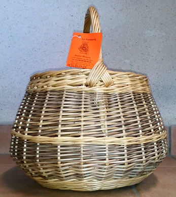 Panier Rond gondole 1tier bas et natté osier blanc et gris osier brut osier vannerie Au