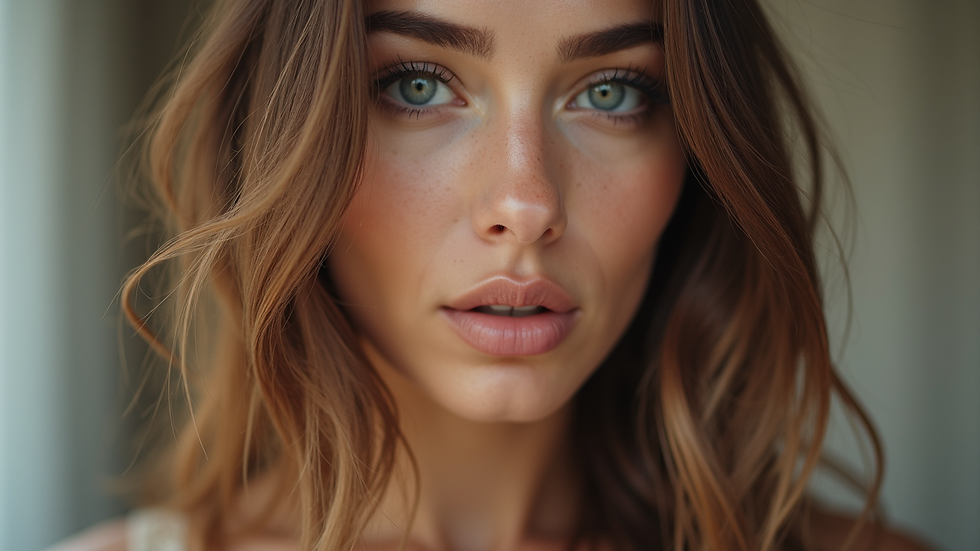 Eye-level view of a woman flaunting her new hair extensions