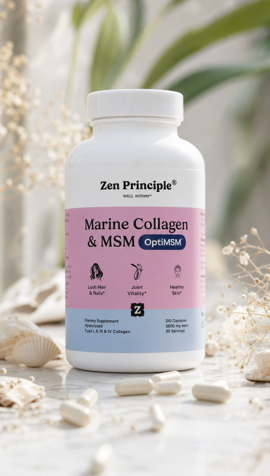 Marine Collagen Peptides with OptiMSM® | 210 Capsules - 3500mg each