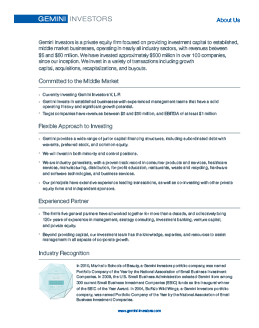 Gemini Investors Brochure