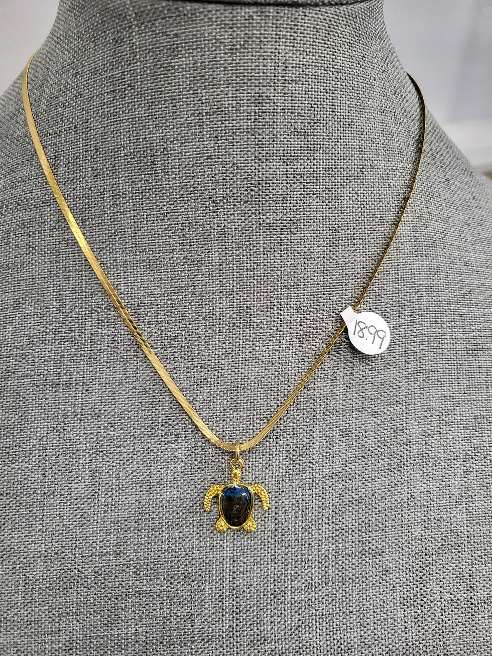 Thumbnail: Golden Sea Turtle Pendant Necklace