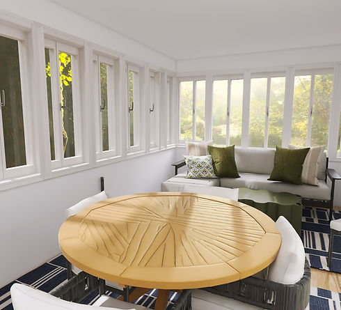 Custom room design online showing a sunlit porch interior.