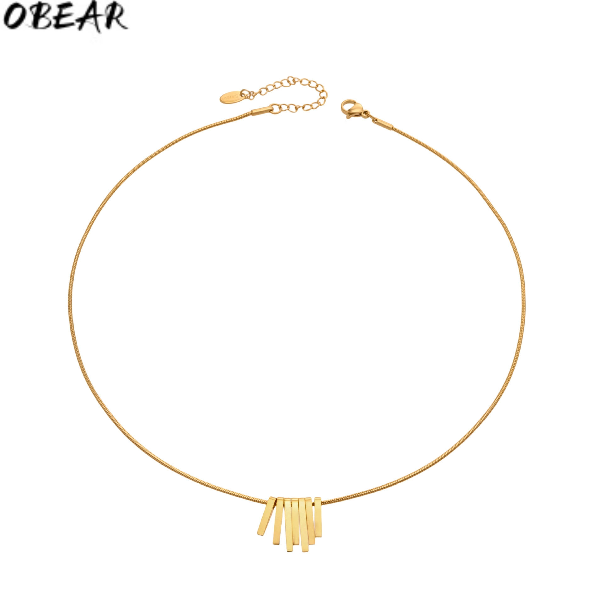 Tassel Snake Chain Choker Stainless Steel Gold Plated Minimalist Strip Drop Coll