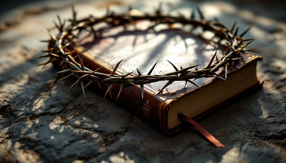 Thorns crown on Bible