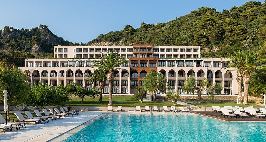 Swimming pool and exterior view of Domes of Corfu