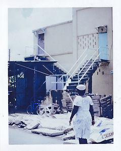 St.Lucia Lady at Market polaroid 