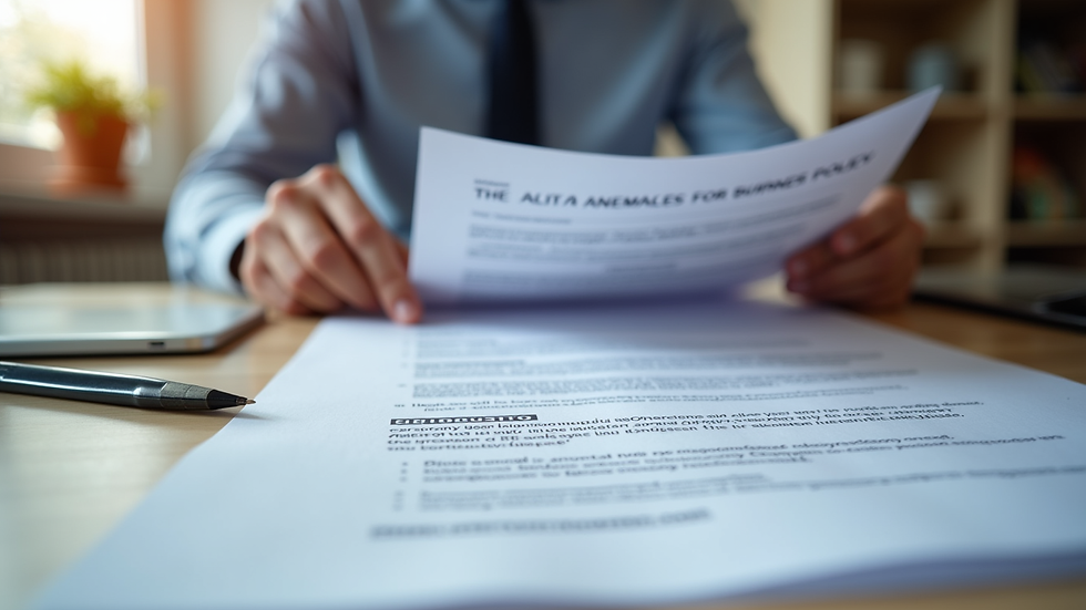 Eye-level view of a landlord reviewing an HMO insurance policy document