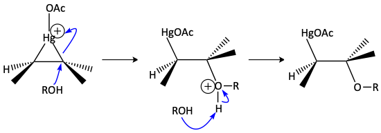 Alkoxymercuration and demercuration in alcohol