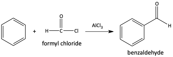 fromyl chloride with benzene and AlCl3