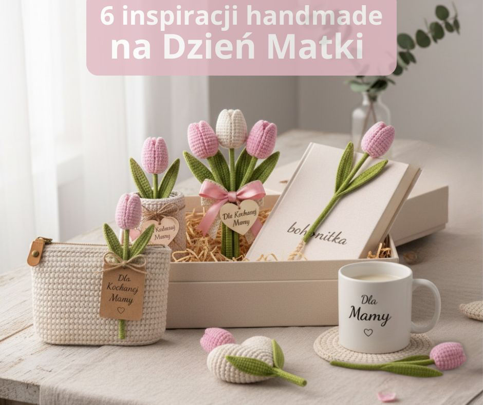 Szydełkowe inspiracje na Dzień Matki z tulipanowym motywem: osłonka, saszetka, zakładka, podstawka i dekoracje handmade.