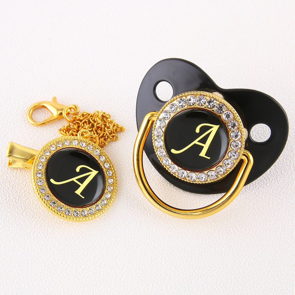 Thumbnail: Rhinestone Baby Pacifier & Clip Set