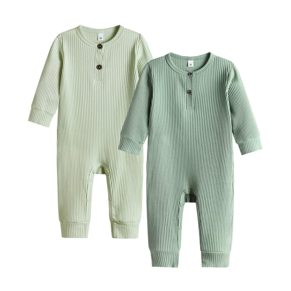 Ribbed Cotton Baby Romper Set