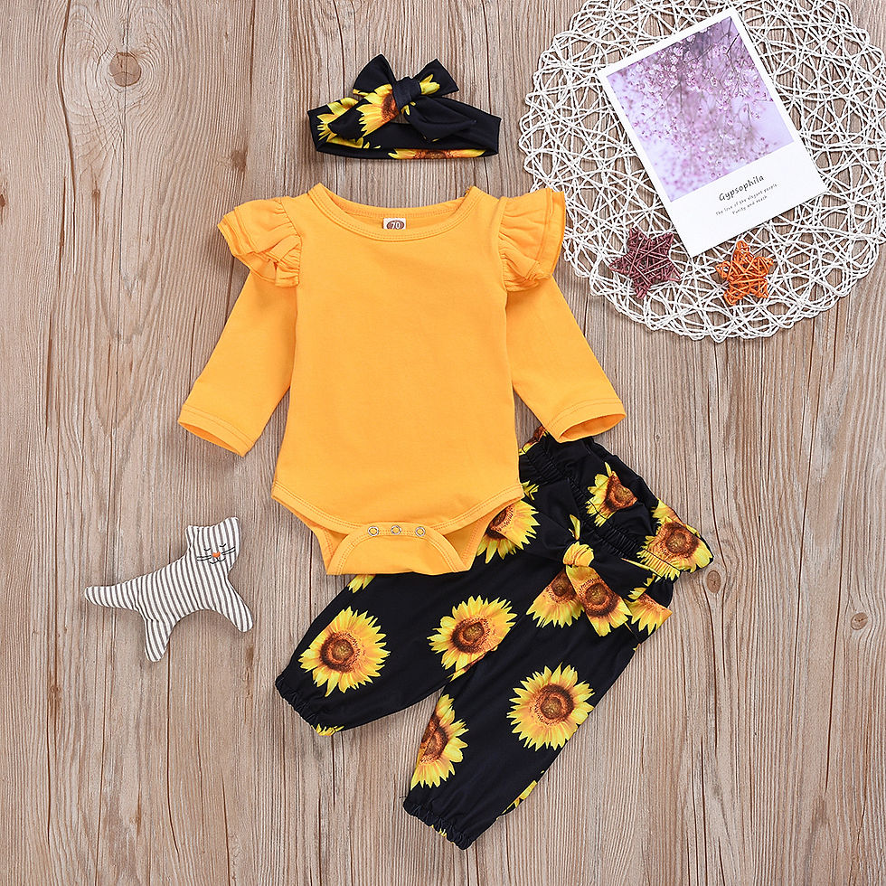Thumbnail: Sunflower Baby Outfit Set – 3 Pieces