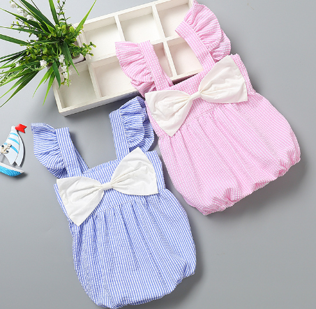 Striped Bow Bubble Romper
