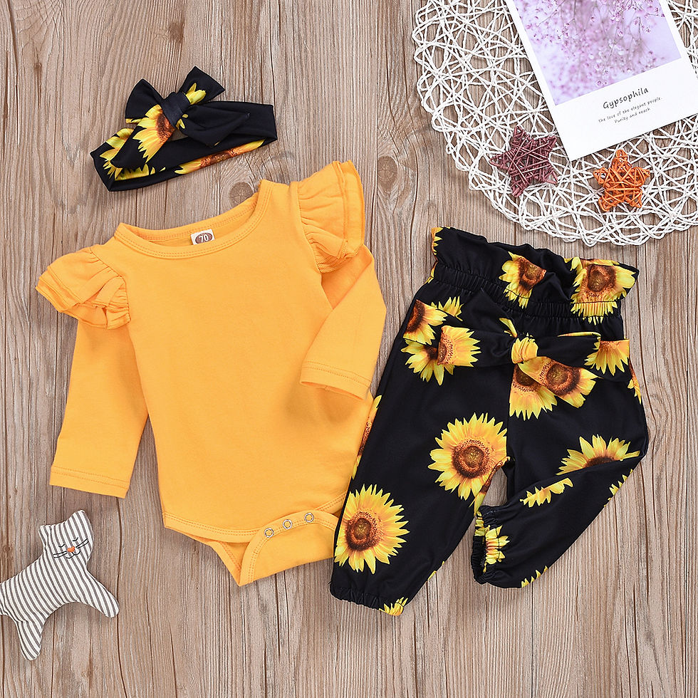 Thumbnail: Sunflower Baby Outfit Set – 3 Pieces