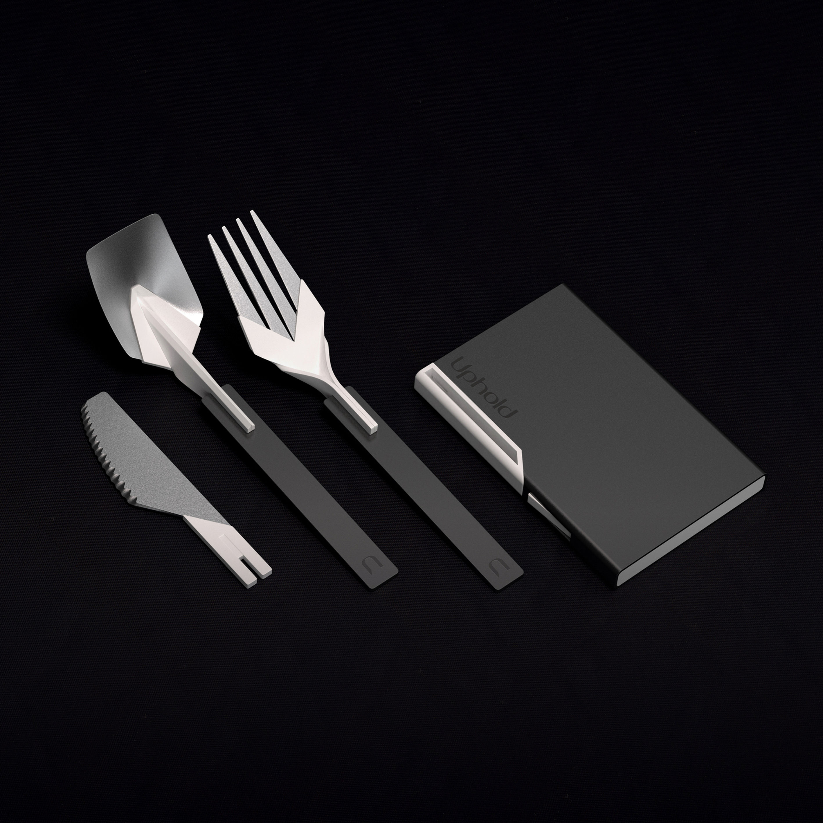 Uphold Cutlery Compact (Gunmetal) [Collapsible Pocket Utensils]