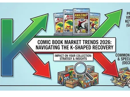 Infographic of K shaped market comic book trends for 2026