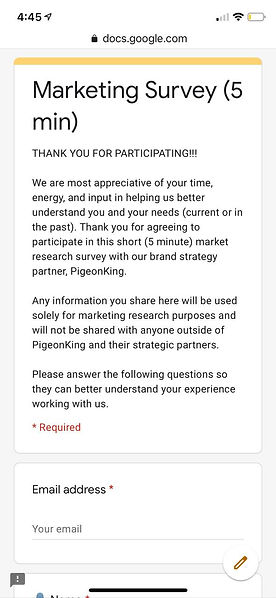 Customer Survey Google Form