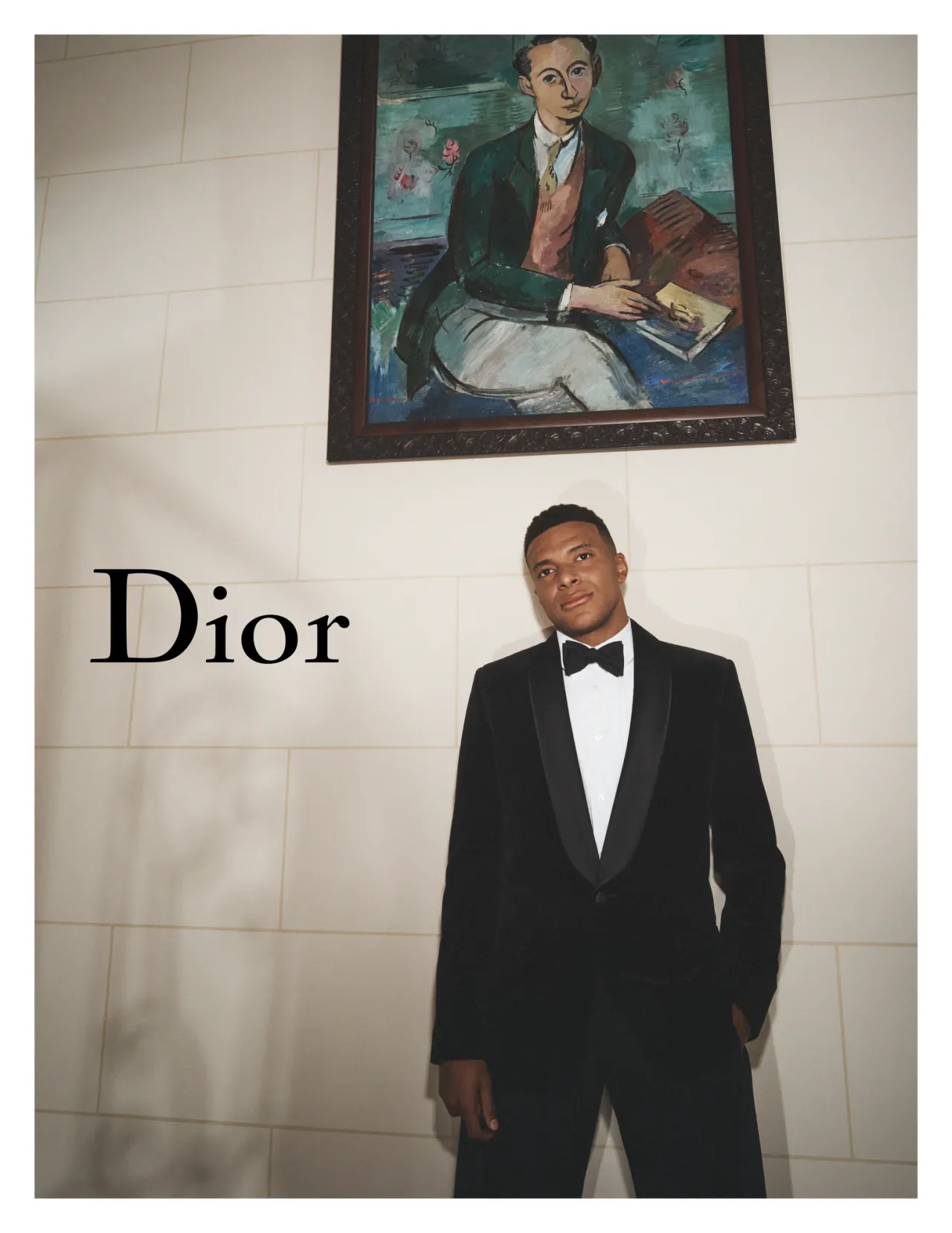 Footballer Mbappe wearing new Dior collection by Jonathan Anderson