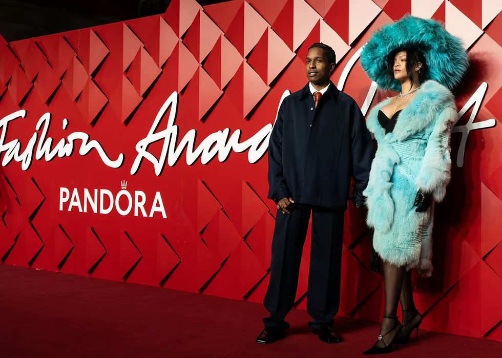 The 2024 Fashion Awards in London: Asap Rocky and Rihanna on the red carpet. Rihanna wears vintage cristian Lacroix