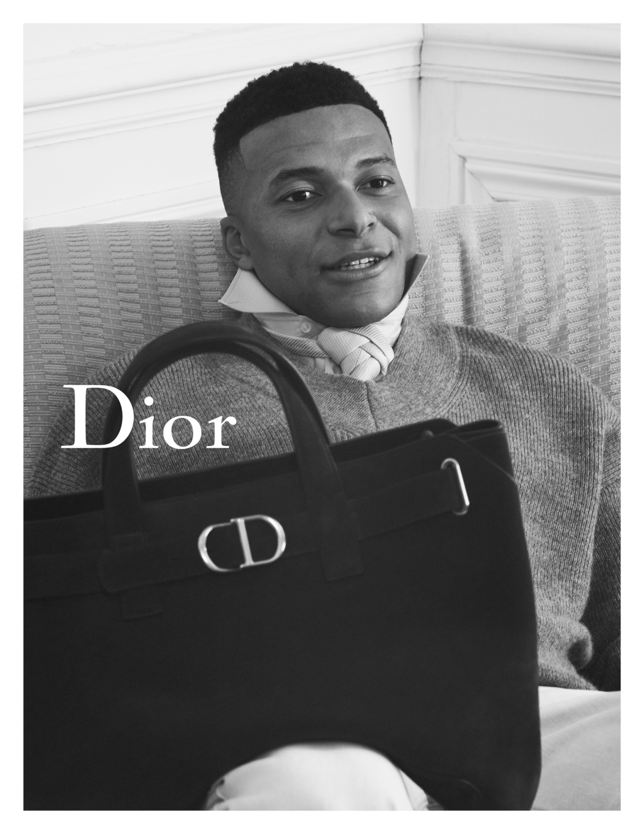 Footballer Mbappe wearing new Dior collection by Jonathan Anderson