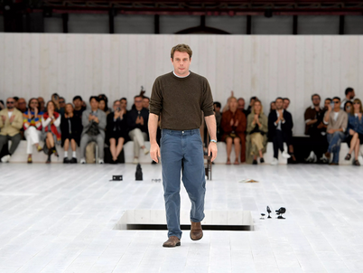 Jonathan Anderson takes a bow after presenting one of his runway shows for Loewe. The designer is leaving the Spanish brand after 11 years as creative director.