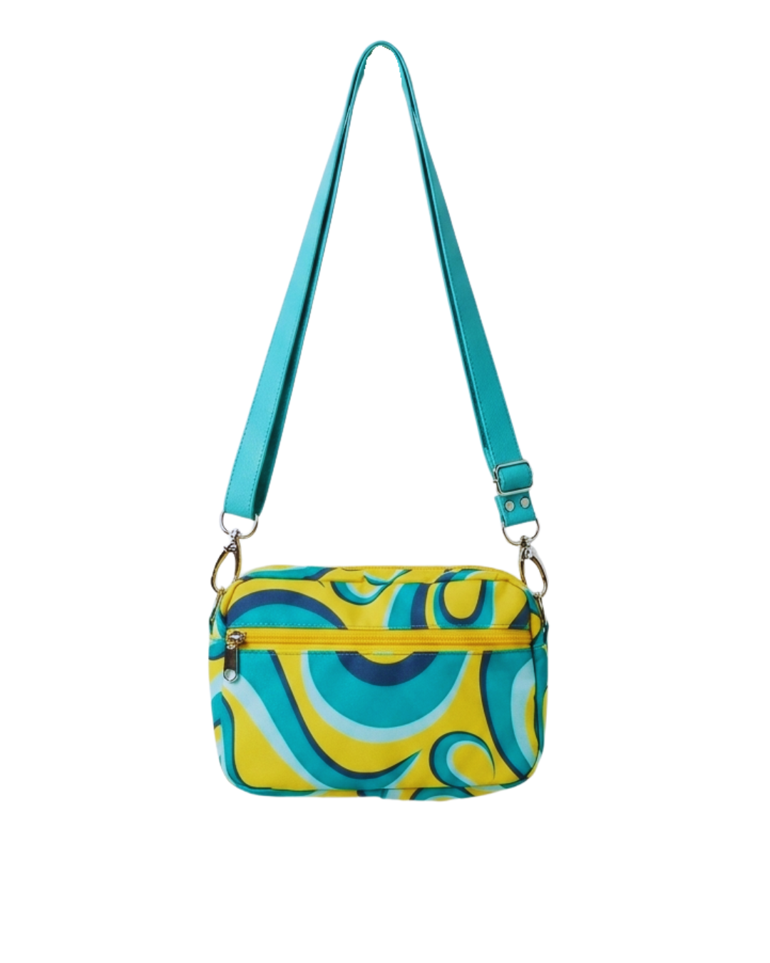 Bolsa Duo Tiracolo e Pochete — Estampa Onda Azul e Amarelo