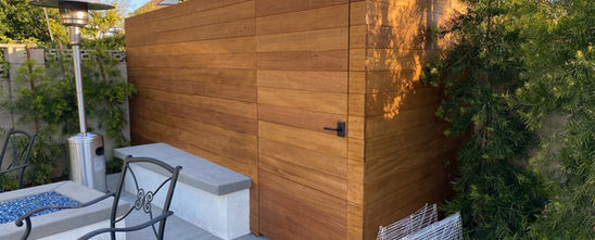 Indonesian Hardwood Horizontal Fence with Stain in Orange, CA