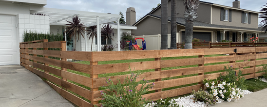 Fence Grade Redwood Horizontal Fence in Costa Mesa, CA