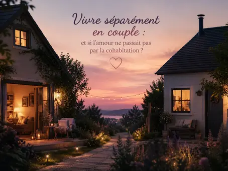 Puisant coucher de soleil, une allée sinueuse mène à deux maisons, symbole d'un amour sans cohabitation.