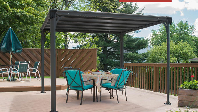 גזיבו לגינה MILANO גג שטוח אפור כהה 3x3