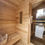 Thumbnail: Interior of A-frame sauna with 2 chambers.