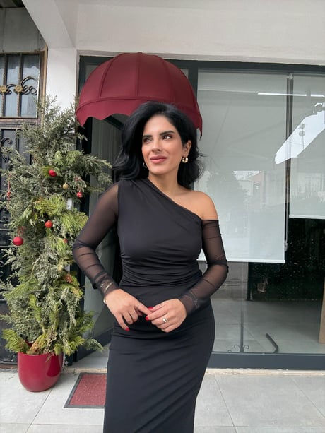 Tül Kaplama Elbise Önden Görünümü