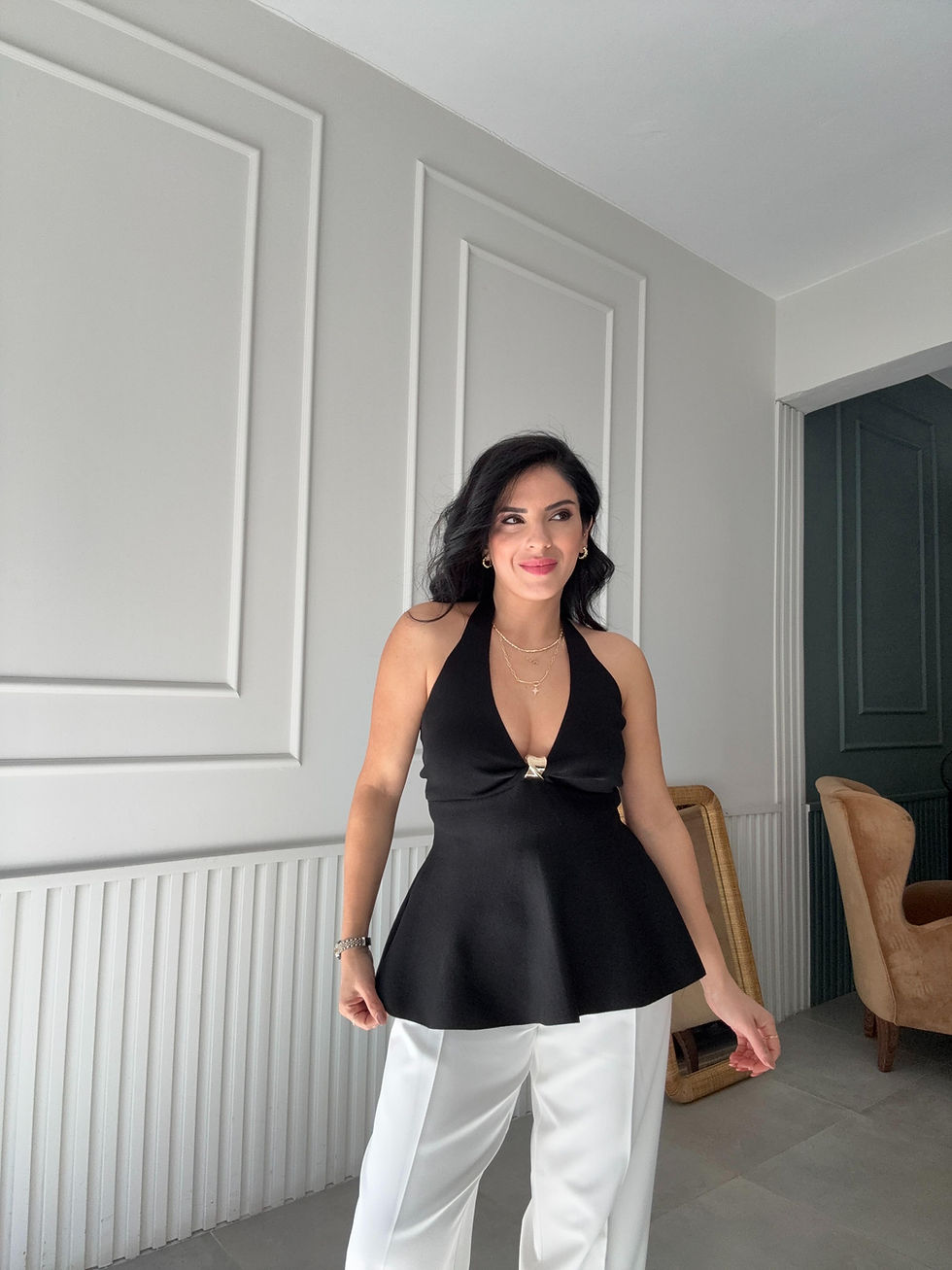 Dlvn Peplum Bluz Model Üzerinde Görünümü