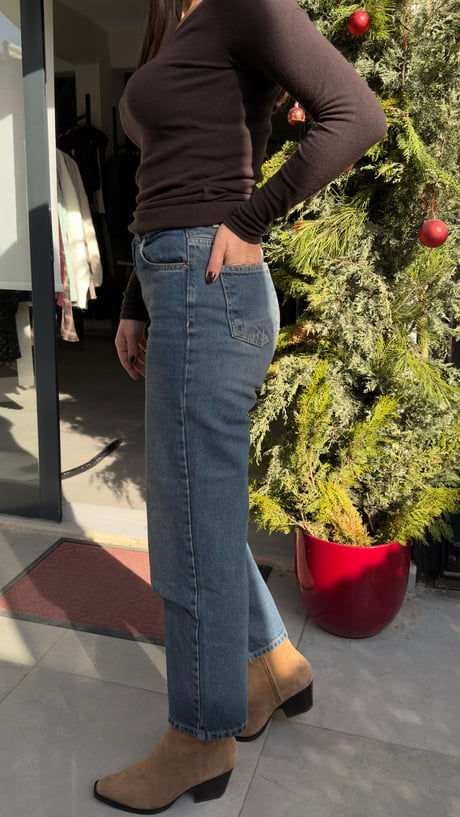 Dlvn Mom Kalıp Tint Jean Pantolon Yandan Görünümü