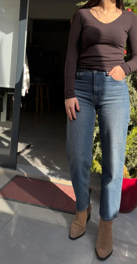 Dlvn Mom Kalıp Tint Jean Pantolon Önden Görünümü