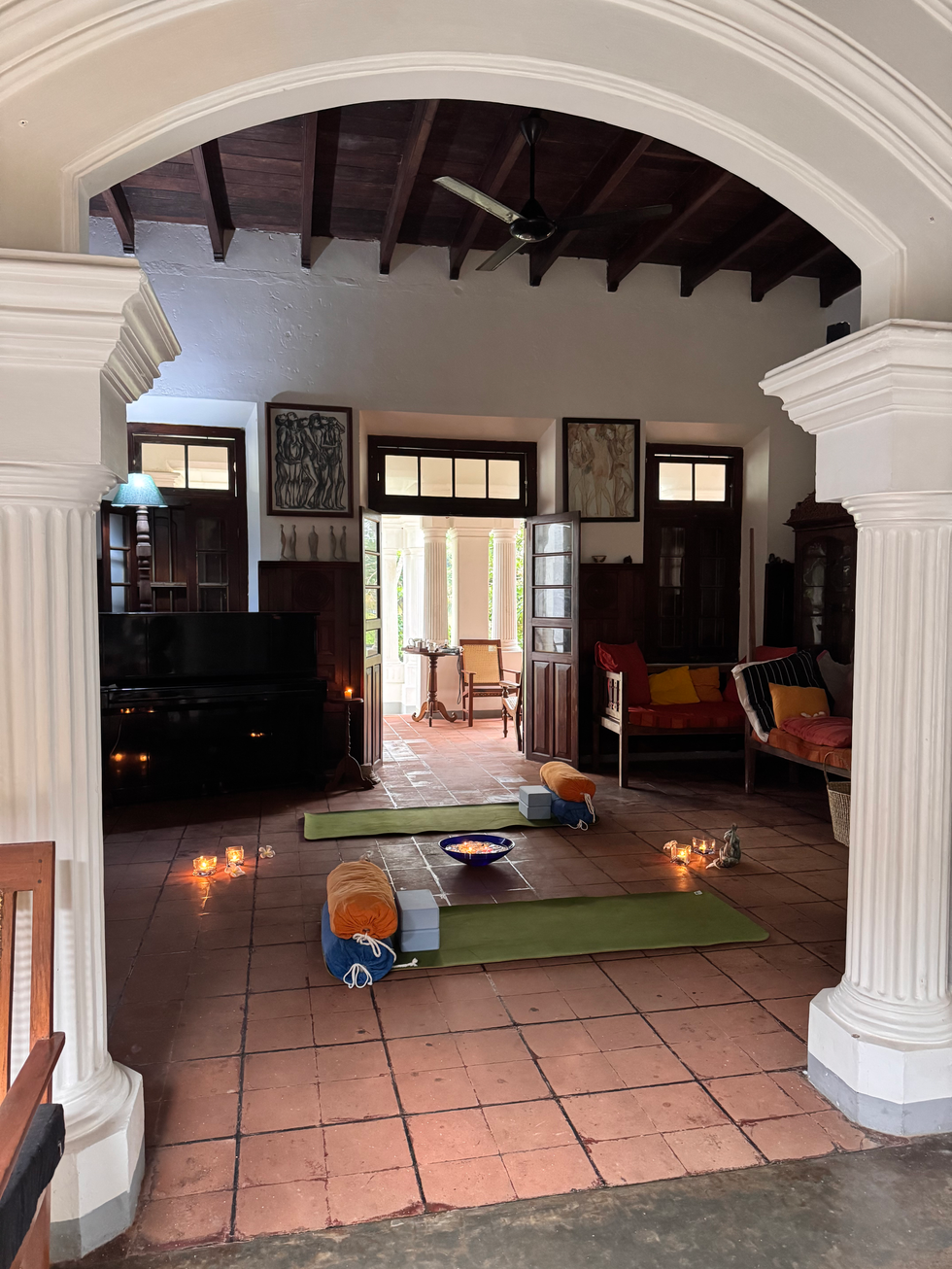 Yoga session in the living room