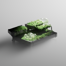 Biotech is a study of material, light and the intervention of nature into industrial and mechanical technology, reassuring life and spreading it into cold pieces of machinery.