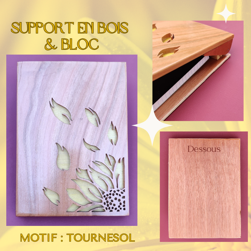 Miniature : Dessus support en bois massif motif Tournesol