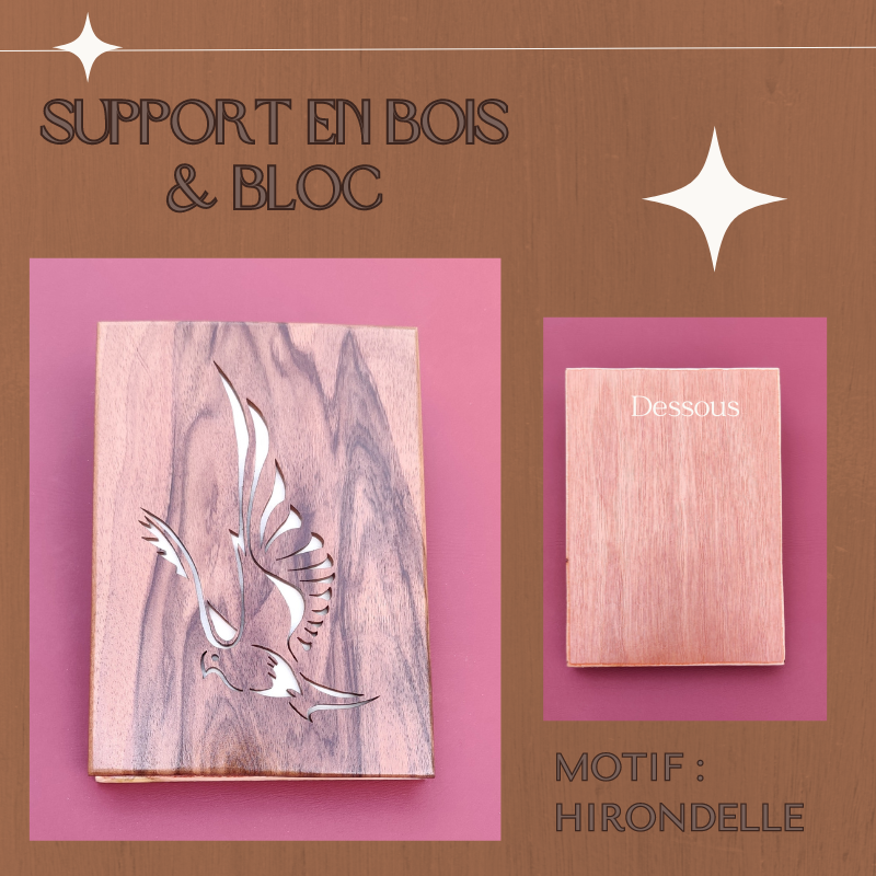 Miniature : Dessus support en bois motif Hirondelle