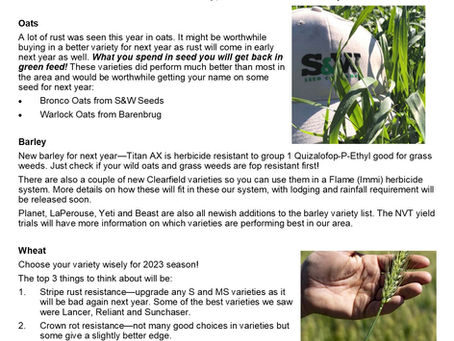 Think about your winter crop varieties NOW